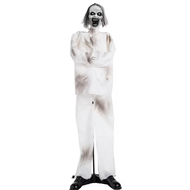 5 Ft. 6" Animated Light-Up Standing Psych Patient Halloween Decoration prop