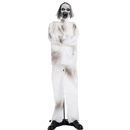 5 Ft. 6" Animated Light-Up Standing Psych Patient Halloween Decoration prop