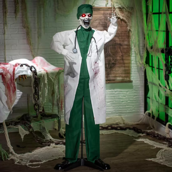 Halloween Props 2026 - 5 Ft. 10" Animated Standing Talking Doctor Halloween Decoration