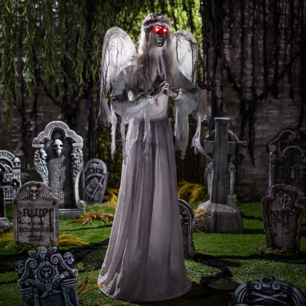 Halloween 2026 - 5 Ft. 6" Animated Turning Sudden Surprise Angel Graveyard Prop