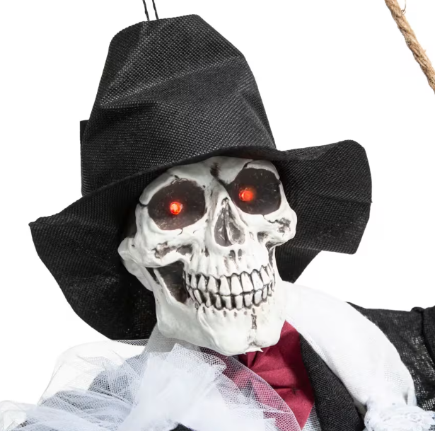 Bride groom Skeleton couple on a swing talking Halloween decoration