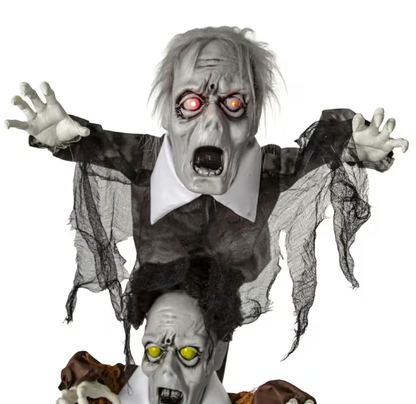 5 Ft. 8" Animated Light-Up Three Stacked Zombies with Sound Halloween Decoration