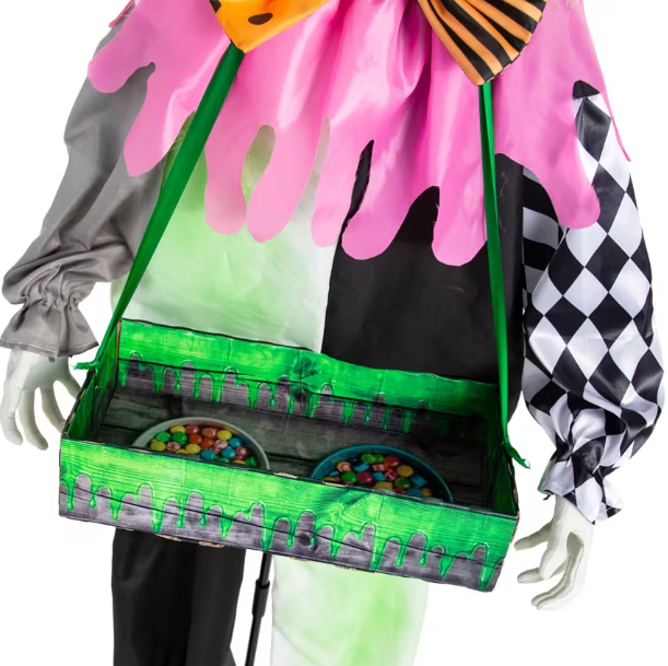 Animated Light-Up Standing Scary Clown with Green Venom candy tray Halloween Prop Decoration 5 Ft. 10"