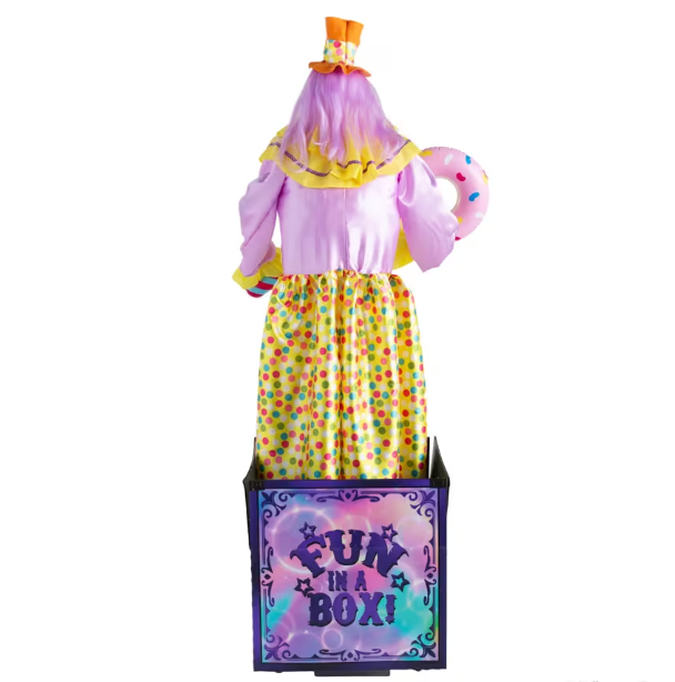 5 Ft. 4" Animated Light-Up Walking Fun-in-a-Box Scary Clown with Sound Halloween Prop Decoration Life Size
