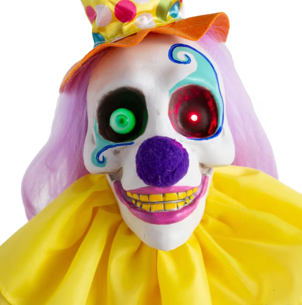 5 Ft. 4" Animated Light-Up Walking Fun-in-a-Box Scary Clown with Sound Halloween Prop Decoration Life Size
