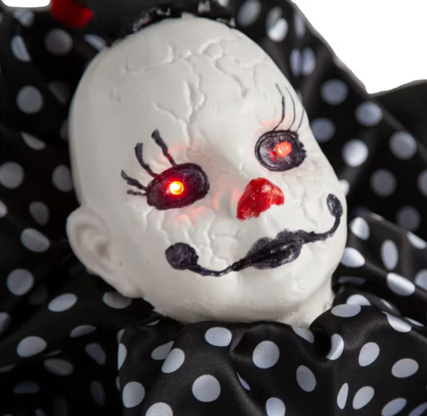 35" Crawling Black and White Animated Scary Clown Doll Halloween Prop Decoration