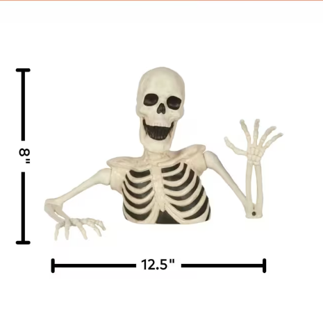 8" Black & White Groundbreaker Skeleton Halloween Decoration Home Decor