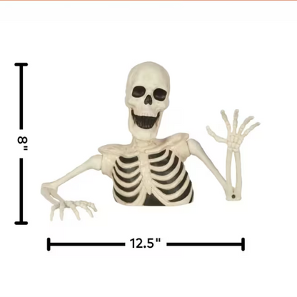 8" Black & White Groundbreaker Skeleton Halloween Decoration Home Decor