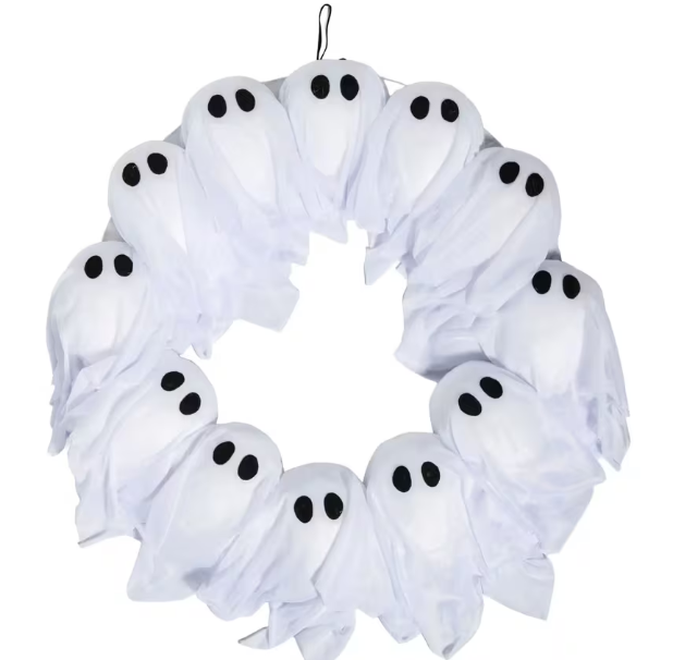 Halloween 2026 - 24" Light-Up Ghosts Wreath viral Decoration