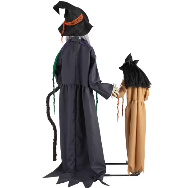 Halloween 2026 new life size animated witch with little talking girl prop decoration