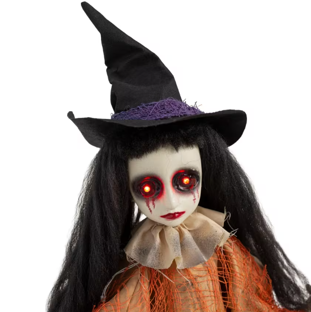 Halloween 2026 new life size animated witch with little talking girl prop decoration