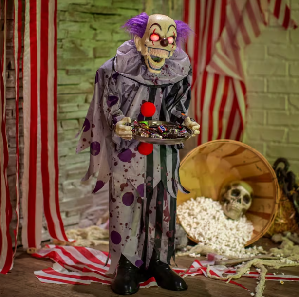 Halloween prop 37" Animated Talking Clown with Plate decoration