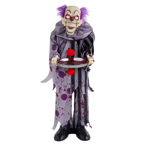 Halloween prop 37" Animated Talking Clown with Plate decoration