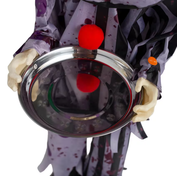 Halloween prop 37" Animated Talking Clown with Plate decoration