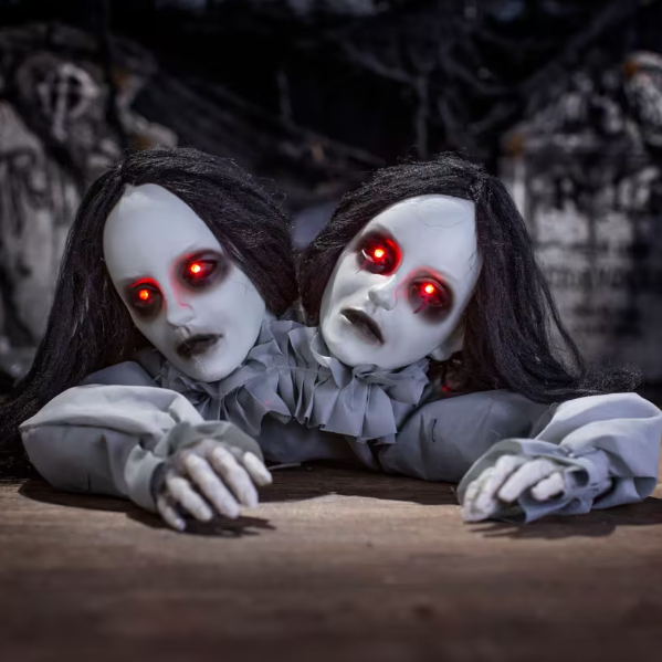 Halloween 2026 decoration 47" Animated Two Headed Crawling Girl Prop