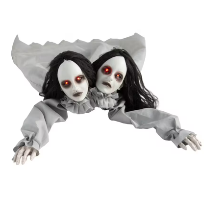 Halloween 2026 decoration 47" Animated Two Headed Crawling Girl Prop