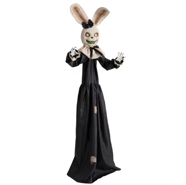 Life Size Halloween prop Animated Creepy Rabbit with Dress Decoration