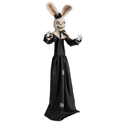 Life Size Halloween prop Animated Creepy Rabbit with Dress Decoration
