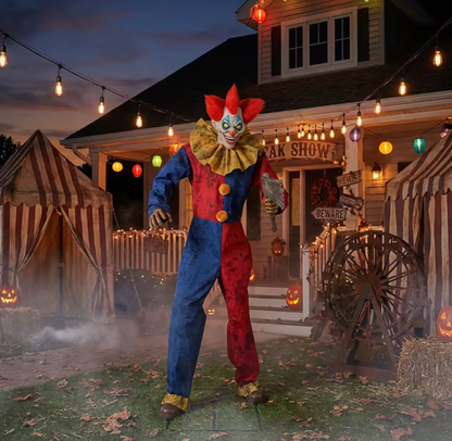 7 Ft 3 in Animated Axe Wielding Clown Halloween Prop decoration