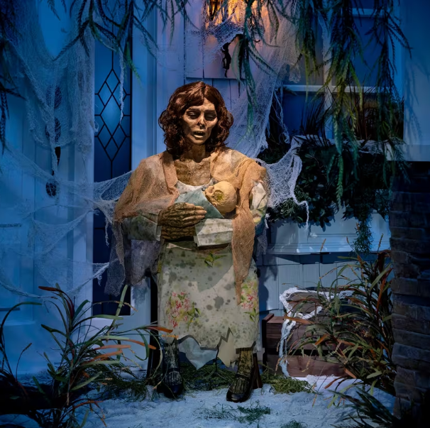 Life Size Rocking Moldy Mommy -with baby Animated Halloween Prop