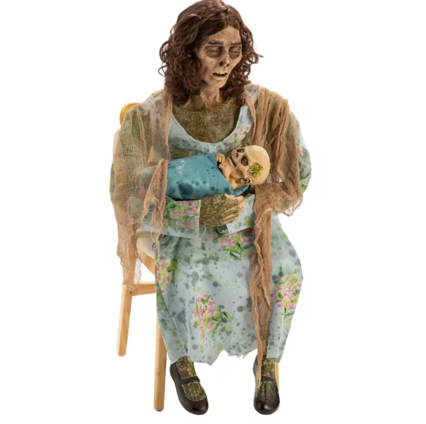 life sized moldy Mommy and baby Animated Halloween prop decoration