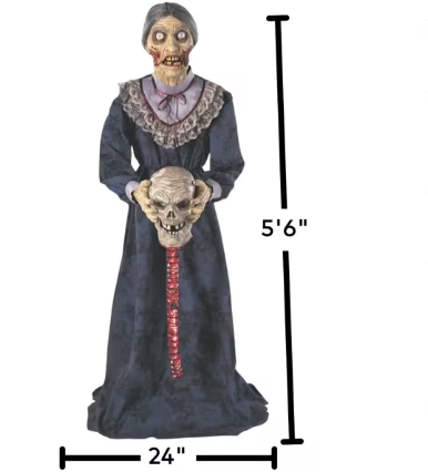 life sized animated zombie couple talking head Halloween prop
