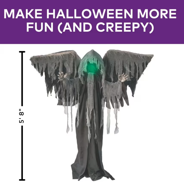5 Ft 8 in Graveyard Reaper with Animated Wings