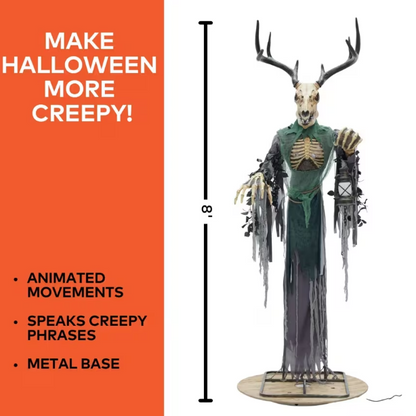 Halloween 2026 - 8 Ft Animated Skeleton Forest Creature with Horns Prop