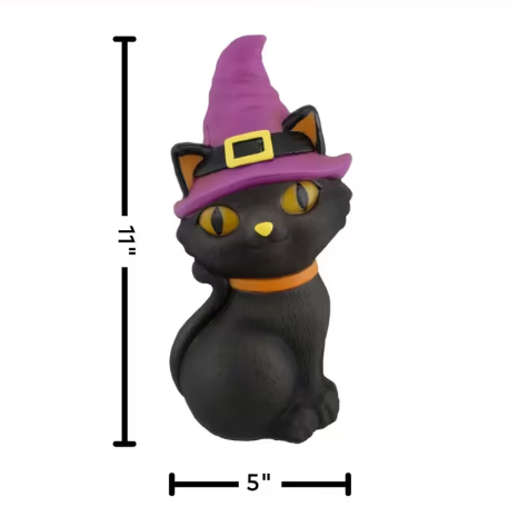 11" Cat in Witch Hat Lighted Blow Mold outdoor Halloween Decoration