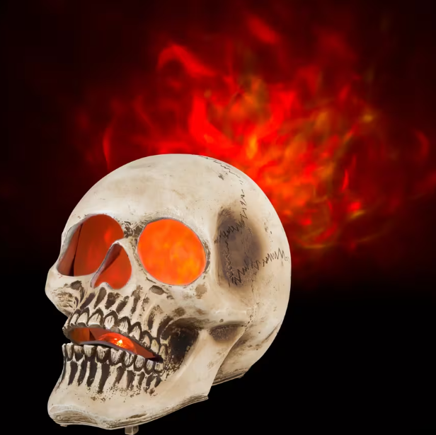 Lightshow Fire & Ice™ Flaming Skull Projection Light outdoor halloween