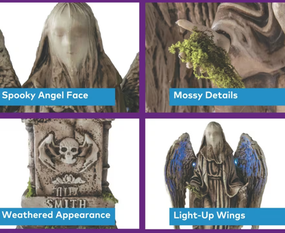 5.7 Ft Angel & Skulls Tombstone Light-Up Prop Halloween graveyard decor