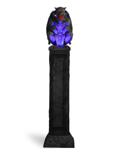8 Ft Oversized Animated Gargoyle Pillar Statue