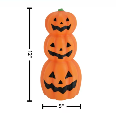 12" Light-Up LED Stacked Jack-O'-Lantern Pumpkins Blow Mold Halloween decoration