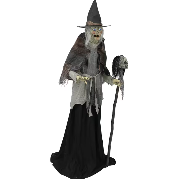 6 Ft Lunging Witch with Digital Eyes Animated Prop