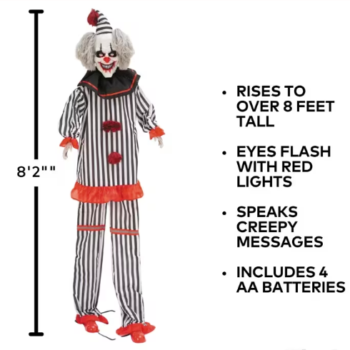 8 ft rising clown animated Halloween prop