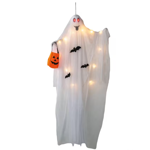 5 Ft. 10 in. Hanging Light-Up Ghost with Pumpkin Bag Halloween decoration