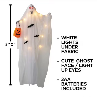 5 Ft. 10 in. Hanging Light-Up Ghost with Pumpkin Bag Halloween decoration