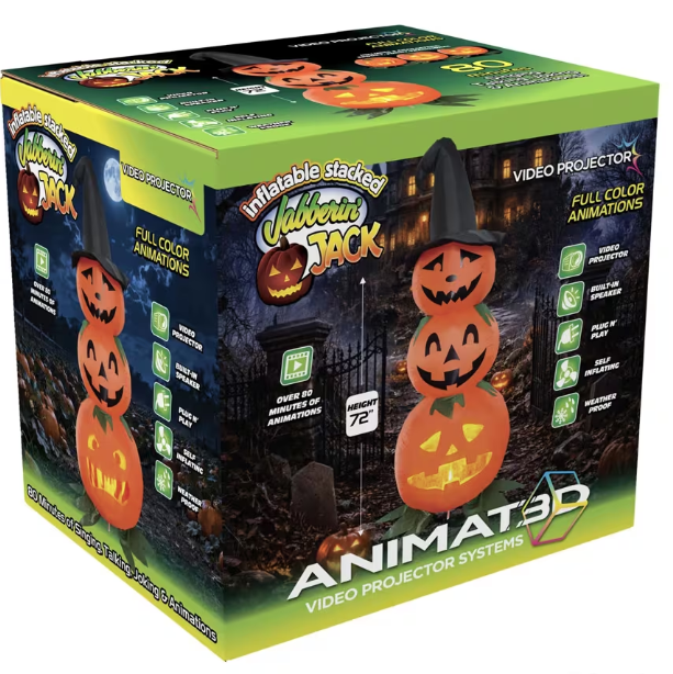 Halloween 2026 - 6 Ft. ANIMAT3D Inflatable Jabberin' Jack Animated Jack O Lanterns