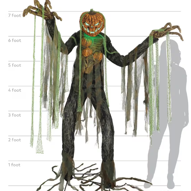 7 Ft Root of Evil Scarecrow Pumpkin Animated Halloween Prop