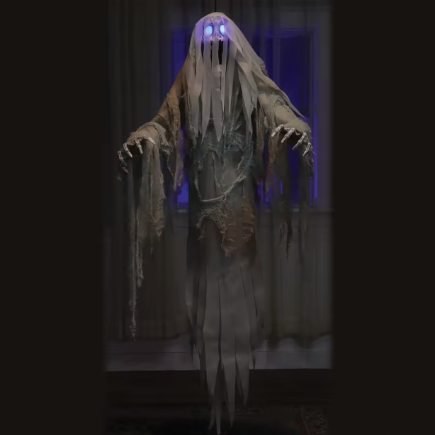 5 Ft Hanging Ghost - Light & Sound animated Halloween prop