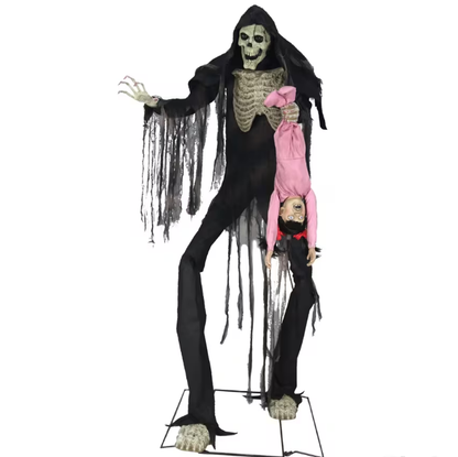 7 Ft Towering Boogey Man with kid Animated Halloween Prop