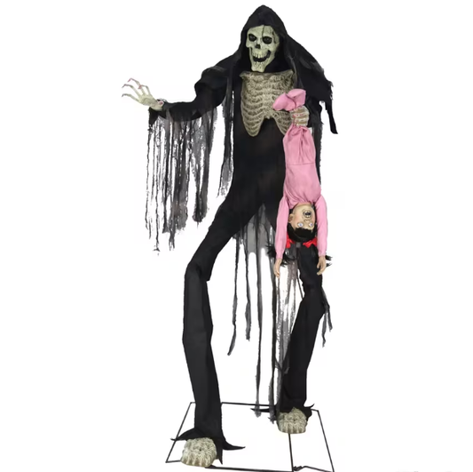 7 Ft Towering Boogey Man with kid Animated Halloween Prop