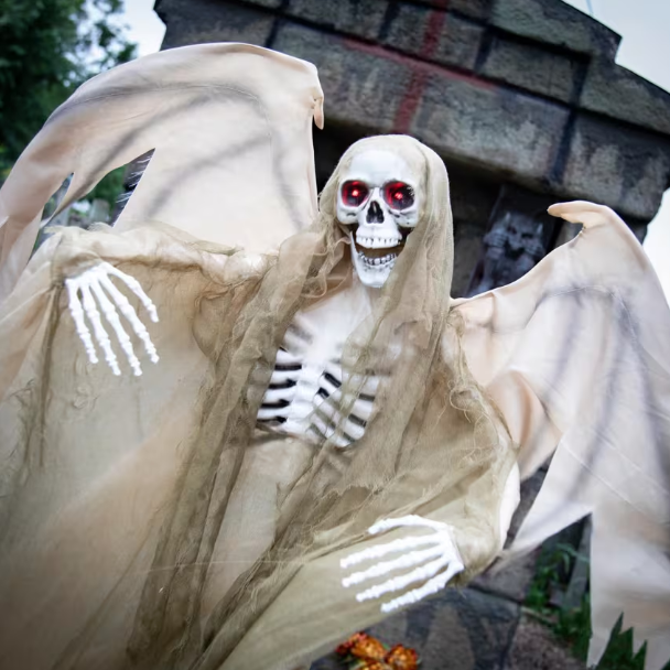 5.5 Ft Animated Reaper Angel Skeleton with Wings Halloween prop