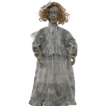 32" Cracked Victorian Haunted Doll animated Halloween prop