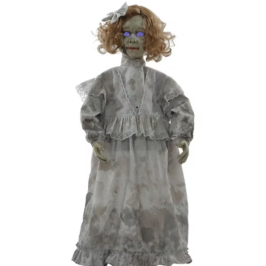 32" Cracked Victorian Haunted Doll animated Halloween prop