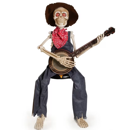39" Skeleton Playing Banjo Halloween Decor