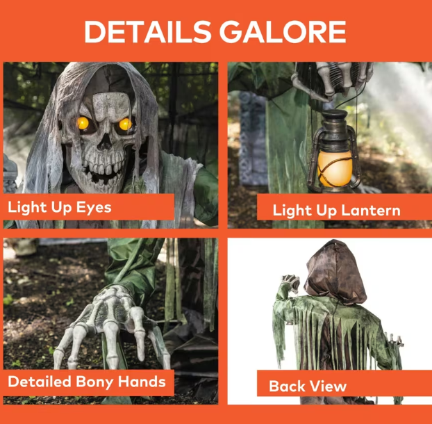 Giant Corroded Skeleton Reaper Animated Halloween Prop