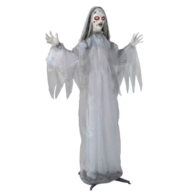 5.6 Ft Animated Cracked Face Ghost Woman