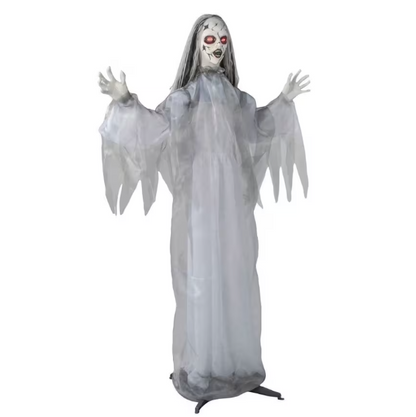 5.6 Ft Animated Cracked Face Ghost Woman