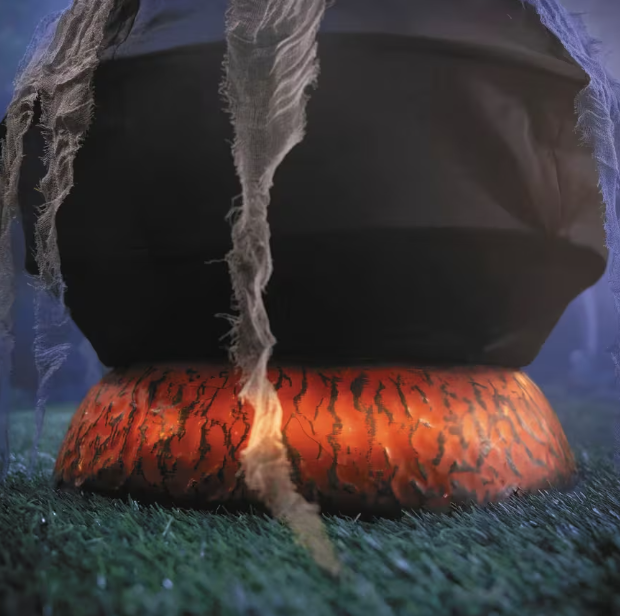 6.7 Ft Skeleton Stirring Cauldron Animated Halloween Prop